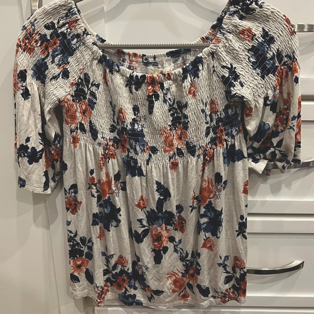 Rewind Smocked Off Shoulder (or not) Floral Top size M medium